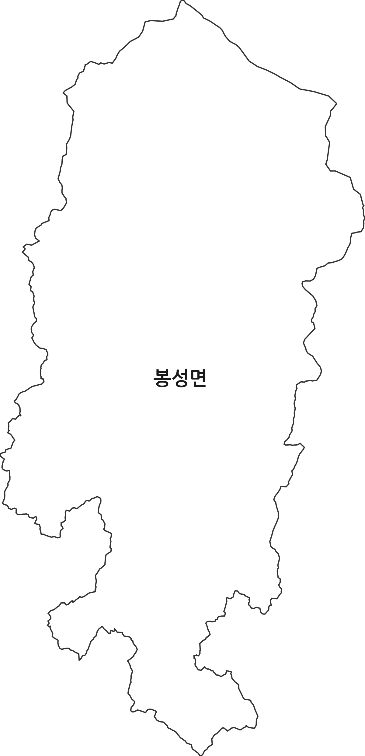 경상북도 봉화군 봉성면 법정동 행정구역 경계 지도