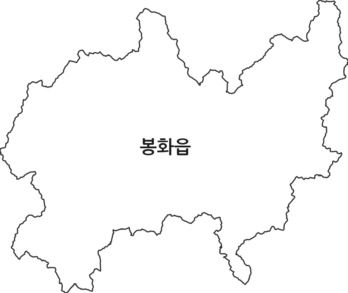 경상북도 봉화군 봉화읍 법정동 행정구역 경계 지도