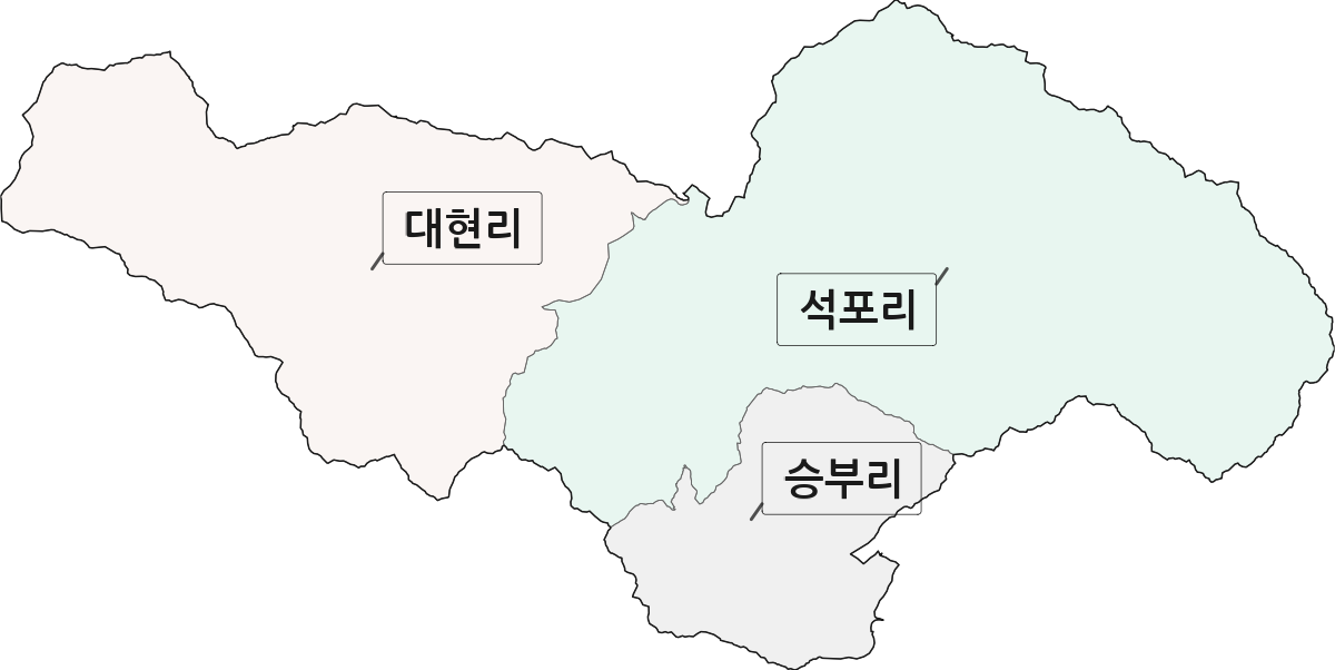 경상북도 봉화군 석포면 법정동 리 구분 행정구역 경계 지도
