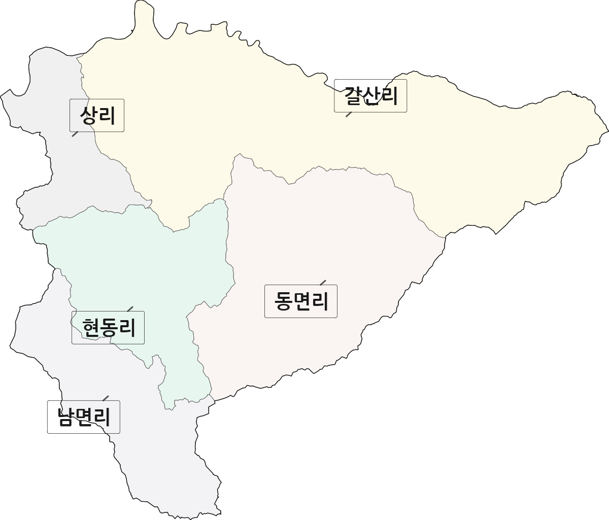 경상북도 봉화군 재산면 법정동 리 구분 행정구역 경계 지도