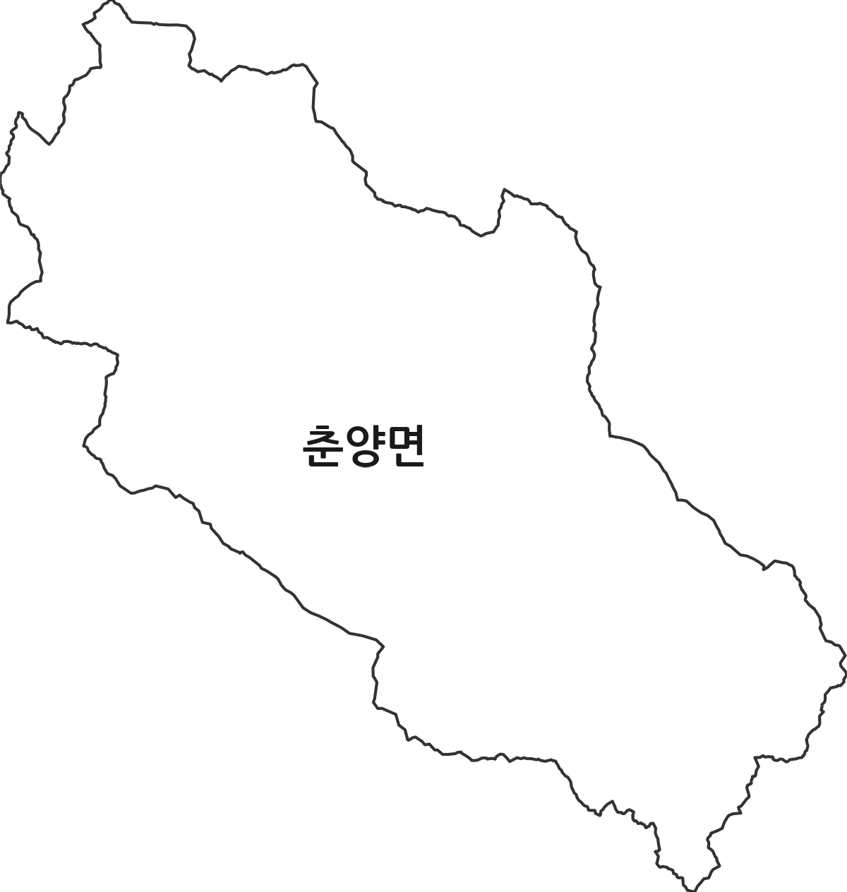 경상북도 봉화군 춘양면 법정동 행정구역 경계 지도