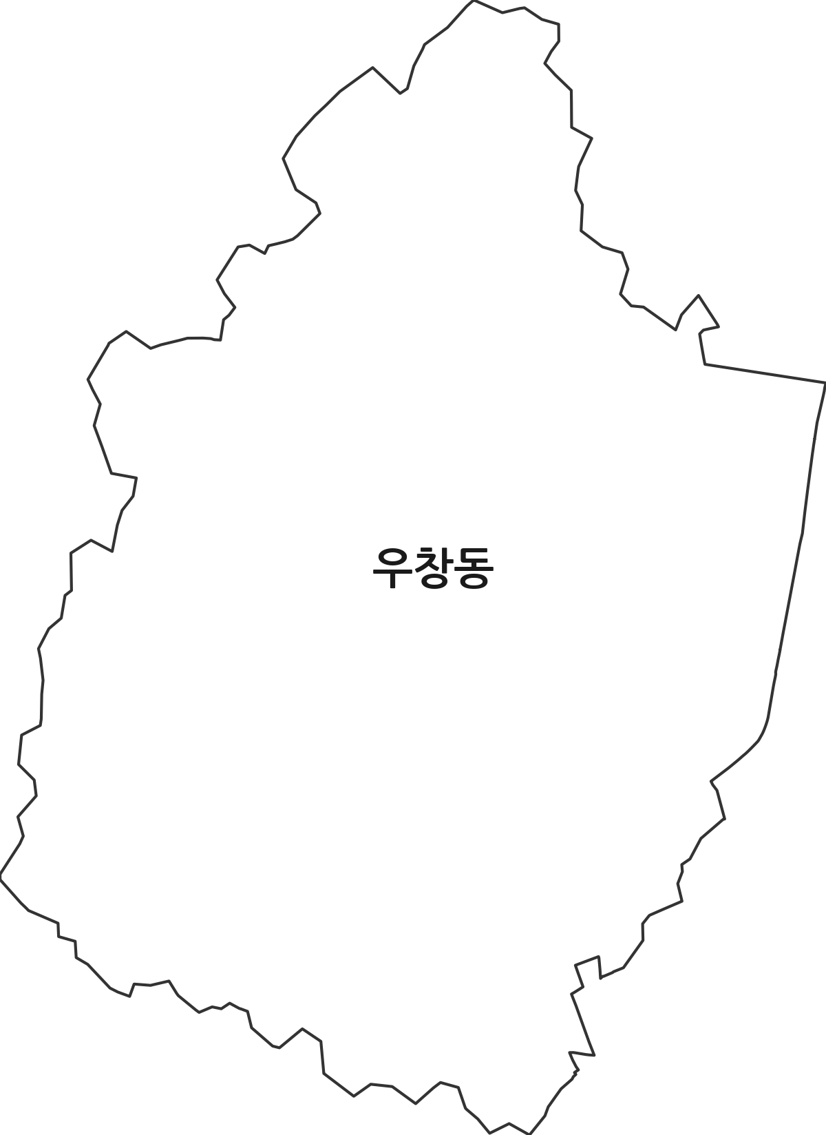 경상북도 포항시 북구 우창동 행정동 행정구역 경계 지도