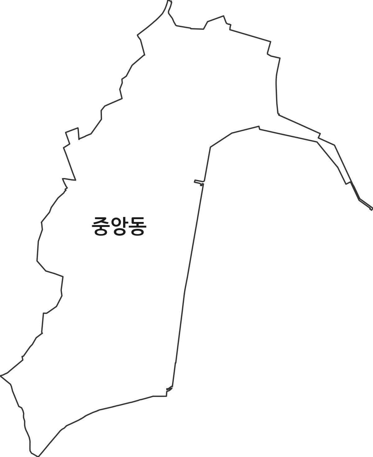 경상북도 포항시 북구 중앙동 행정동 행정구역 경계 지도