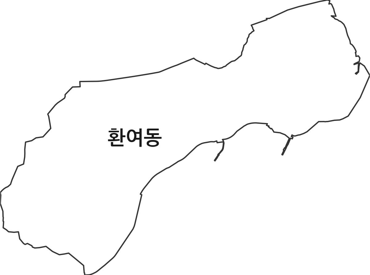 경상북도 포항시 북구 환여동 행정동 행정구역 경계 지도