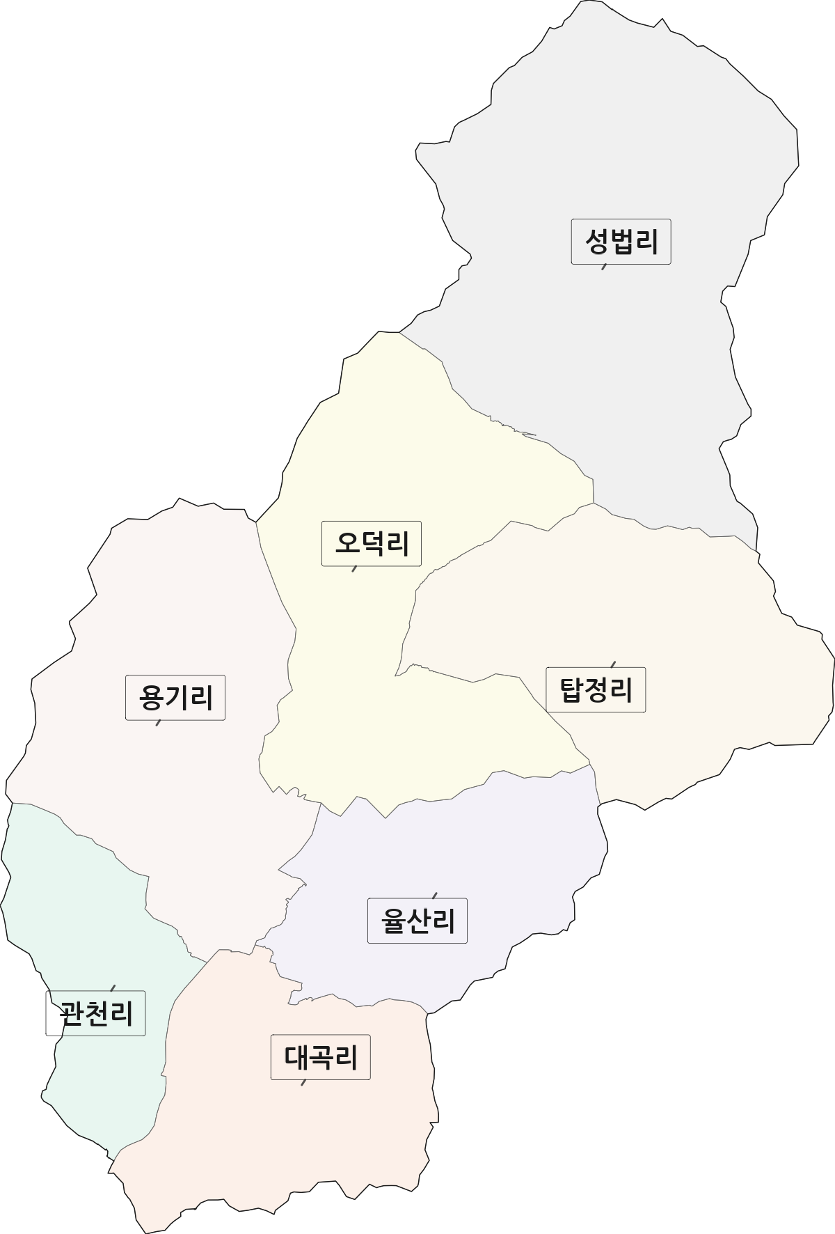 경상북도 포항시 북구 기북면 법정동 리 구분 행정구역 경계 지도