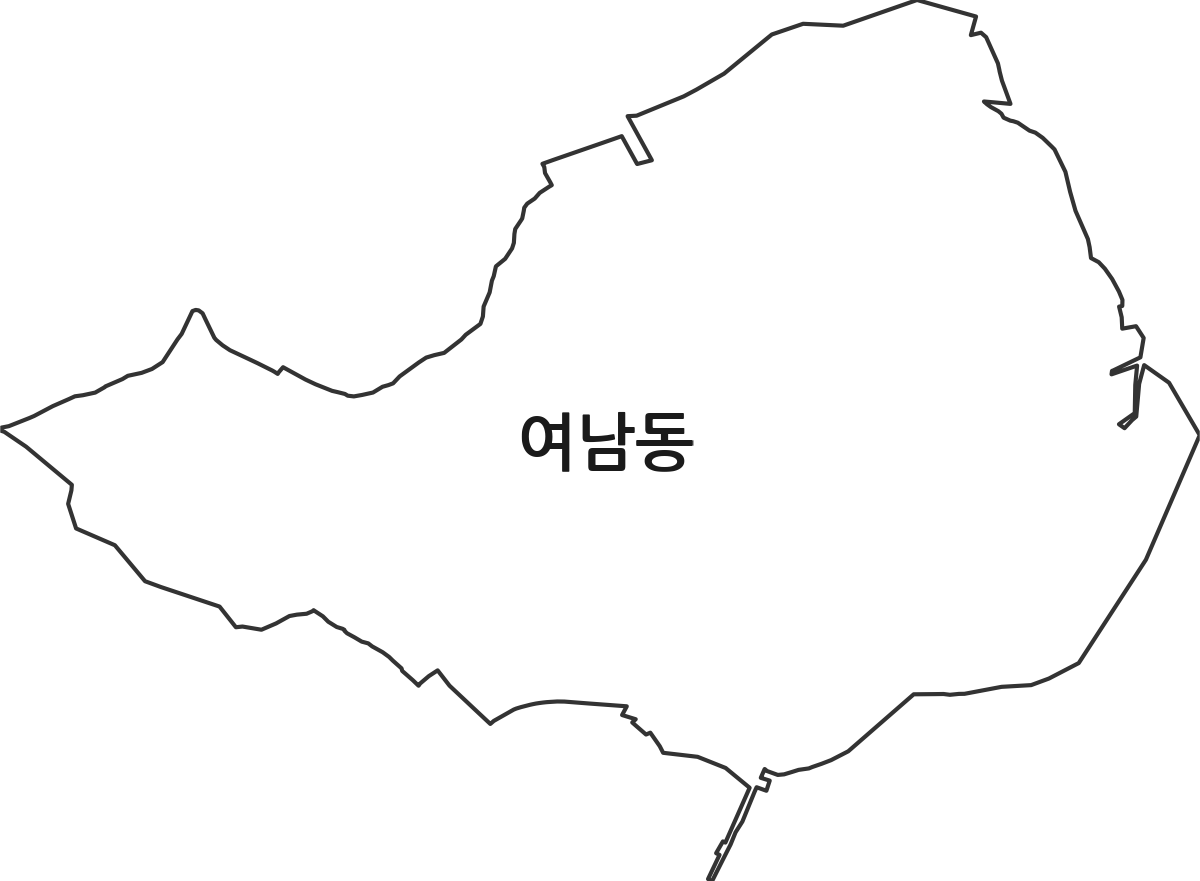 경상북도 포항시 북구 여남동 법정동 행정구역 경계 지도