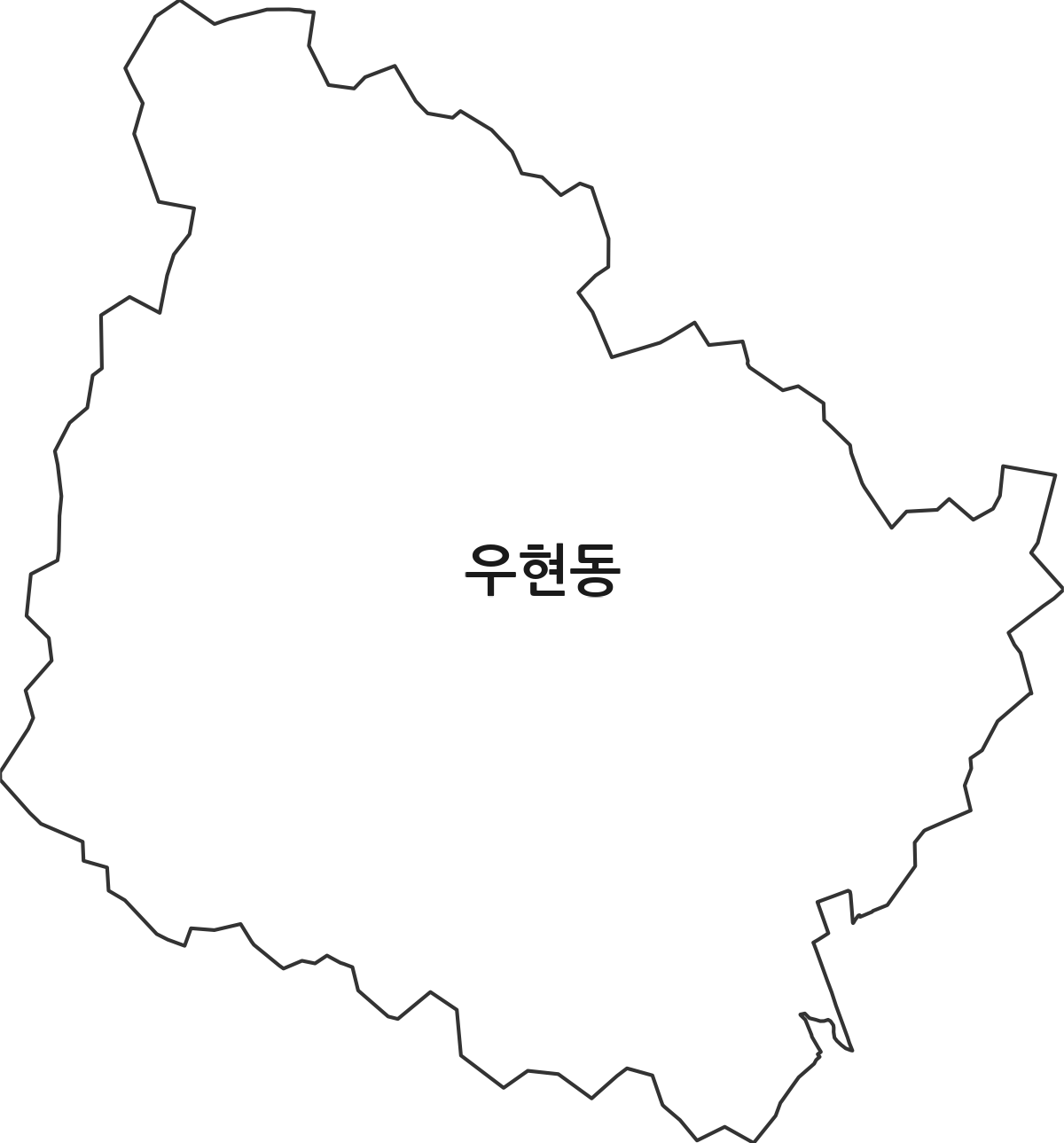 경상북도 포항시 북구 우현동 법정동 행정구역 경계 지도