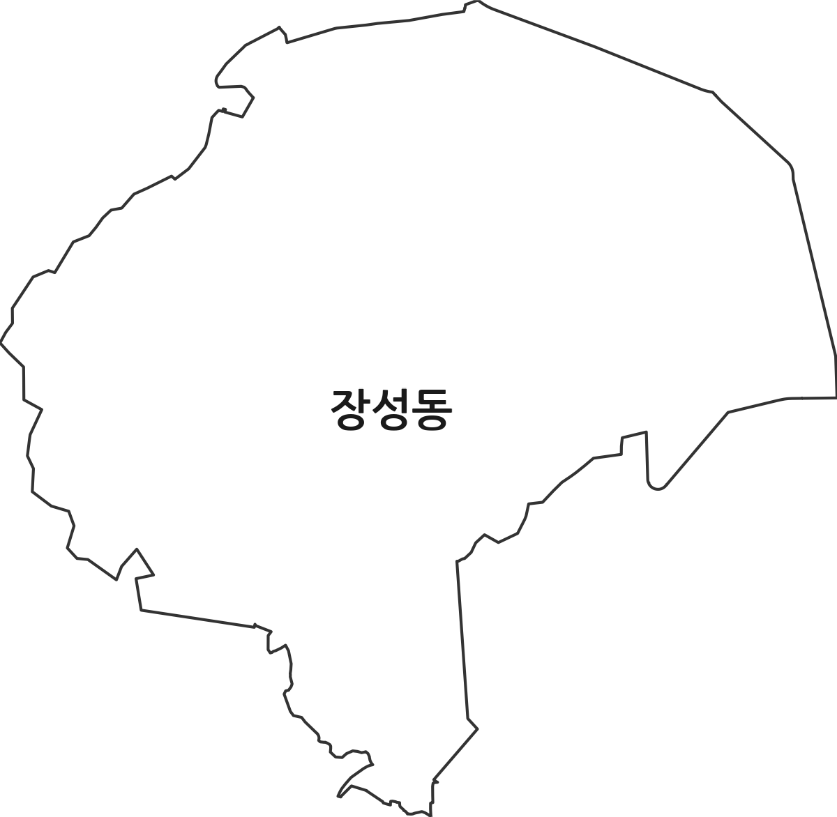 경상북도 포항시 북구 장성동 법정동 행정구역 경계 지도