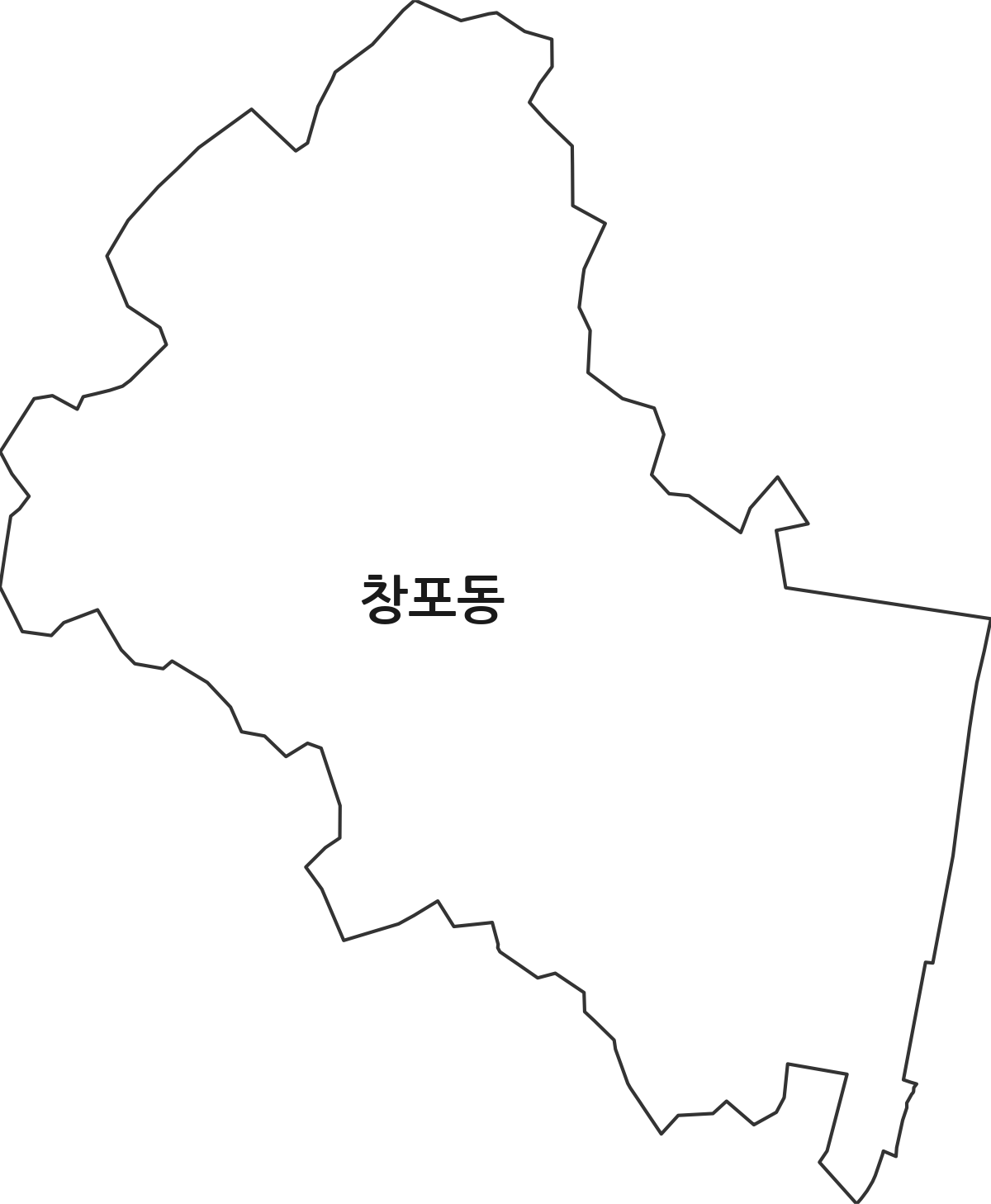경상북도 포항시 북구 창포동 법정동 행정구역 경계 지도