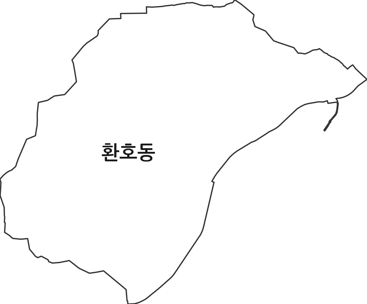 경상북도 포항시 북구 환호동 법정동 행정구역 경계 지도