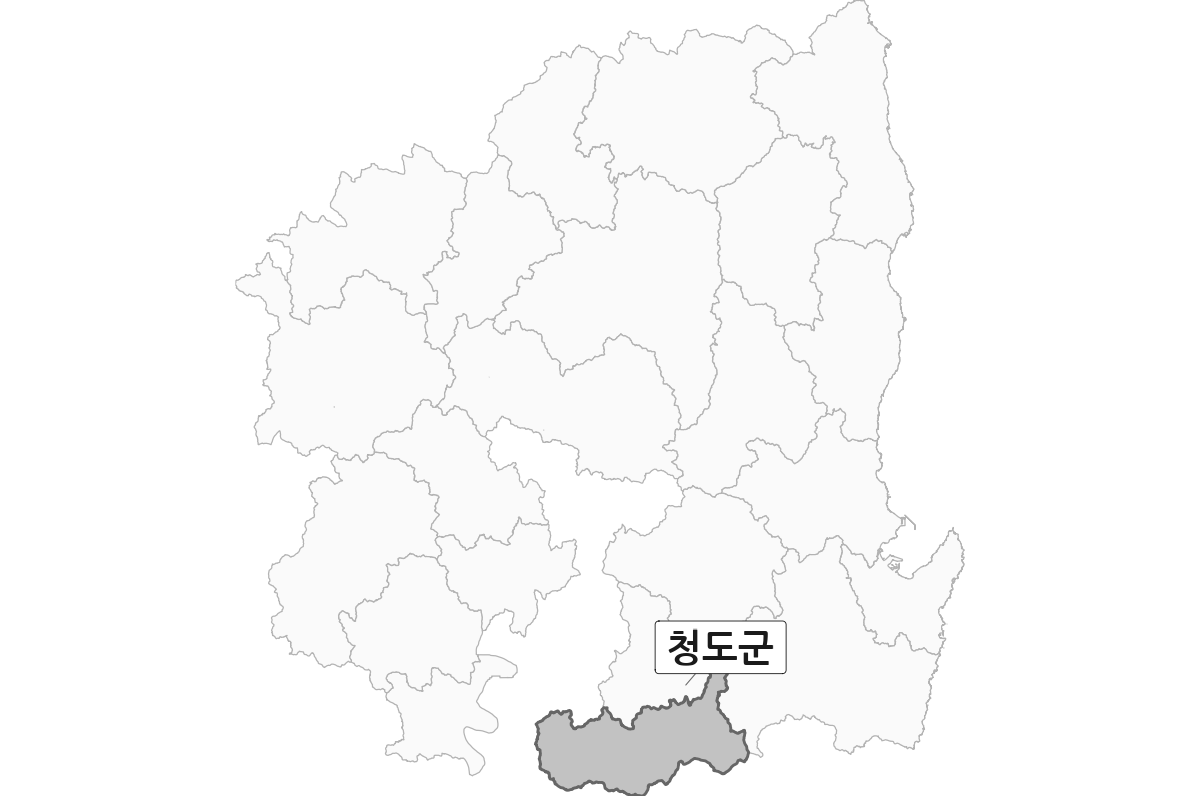 경상북도 범위 내 청도군 행정구역 경계 지도 울릉군 제외 버전