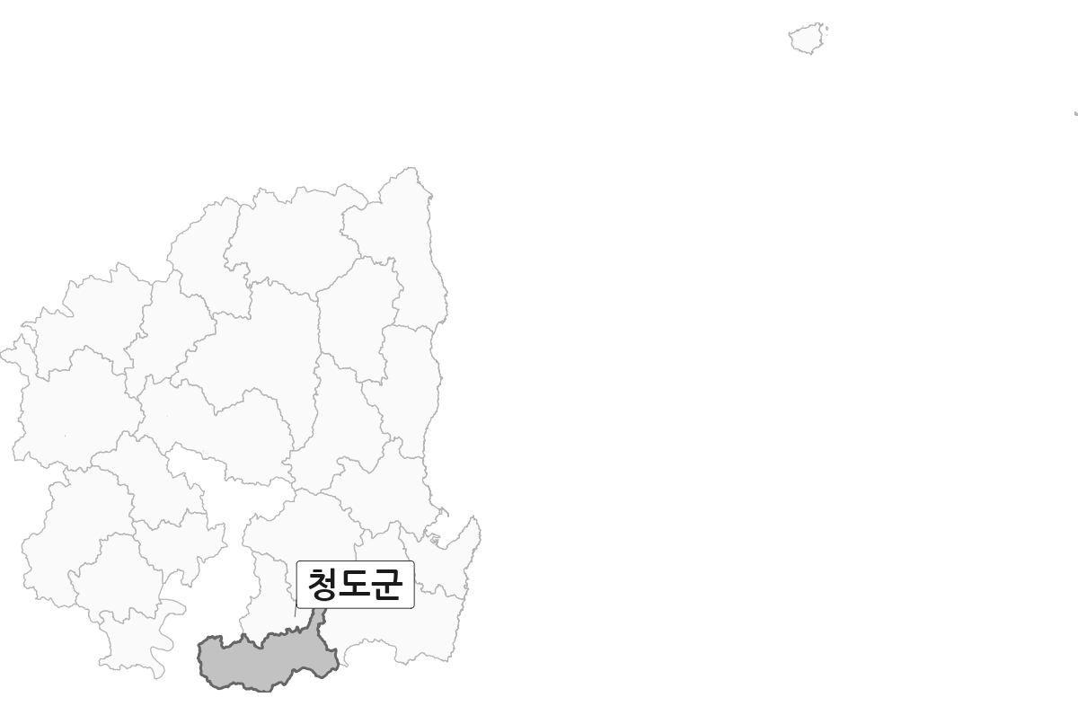경상북도 범위 내 청도군 행정구역 경계 지도