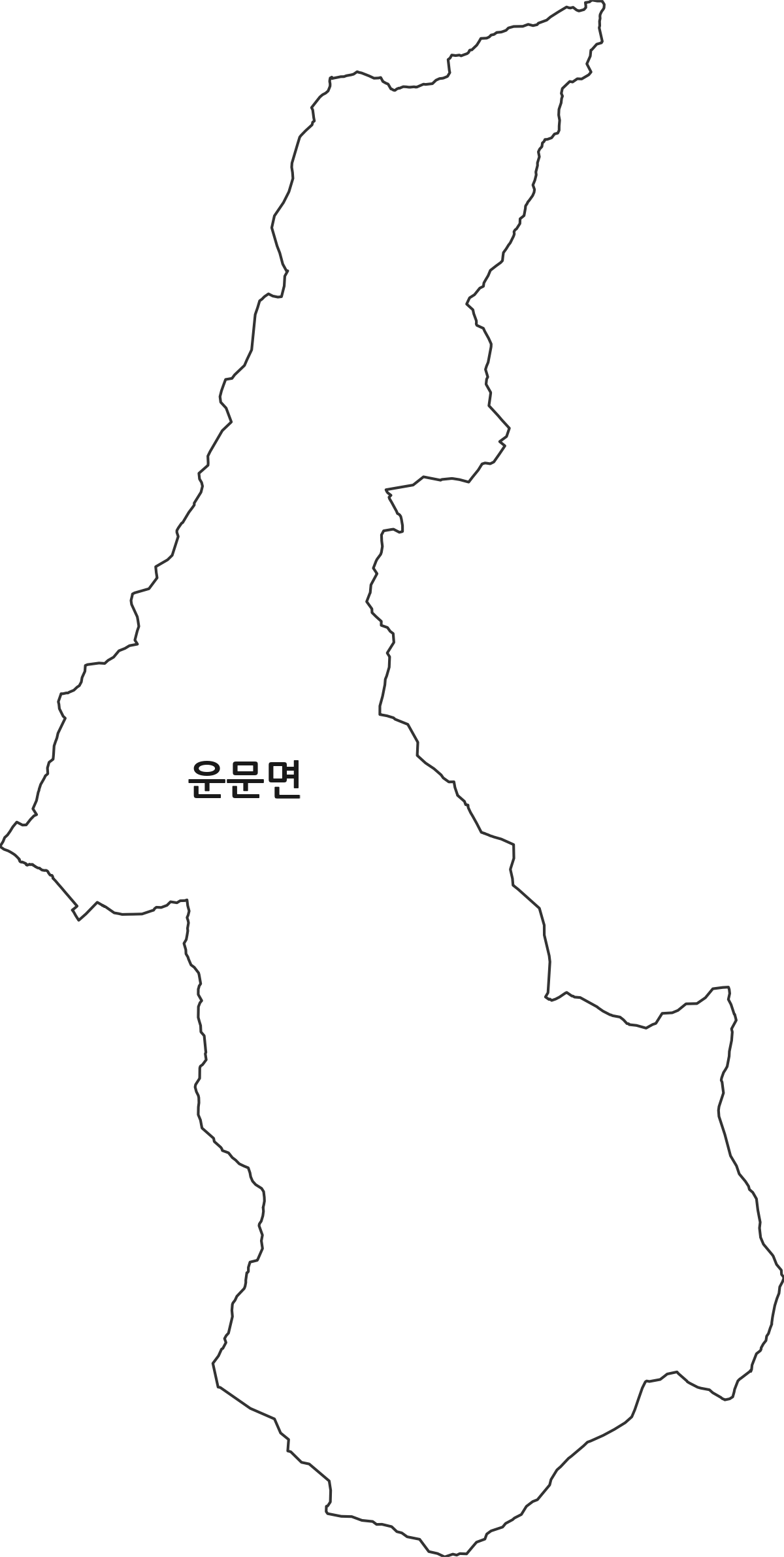 경상북도 청도군 운문면 행정동 행정구역 경계 지도