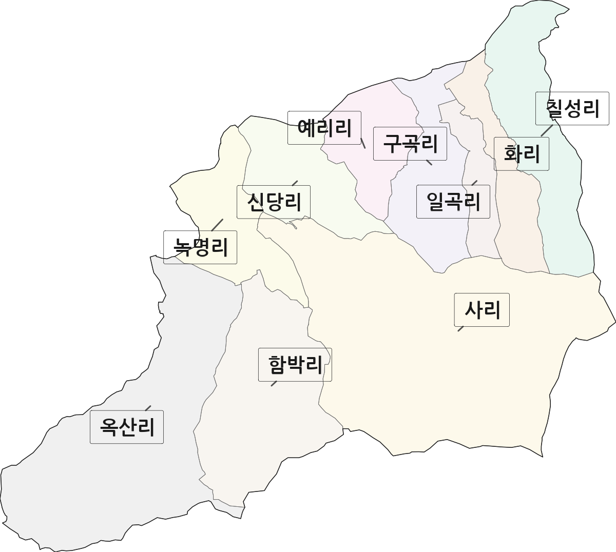 경상북도 청도군 각남면 법정동 리 구분 행정구역 경계 지도