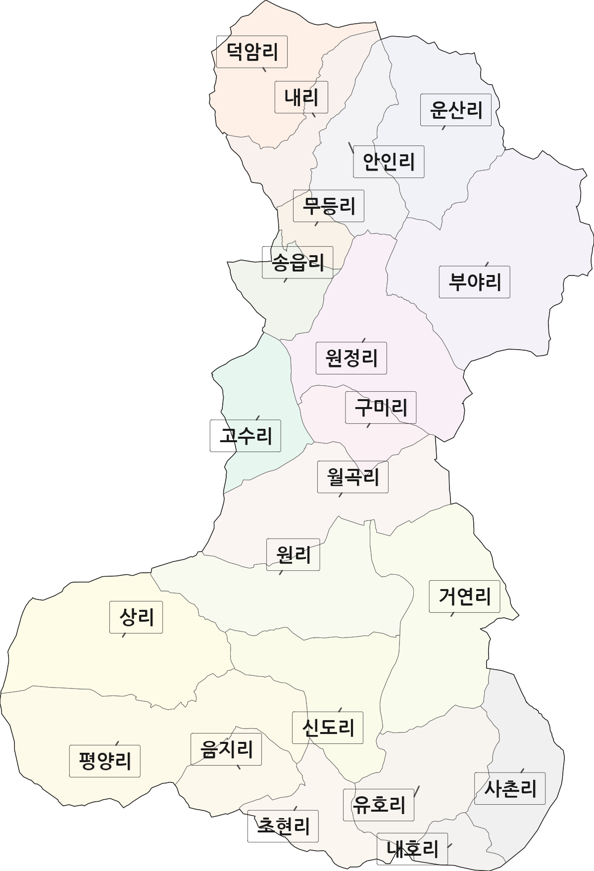 경상북도 청도군 청도읍 법정동 리 구분 행정구역 경계 지도