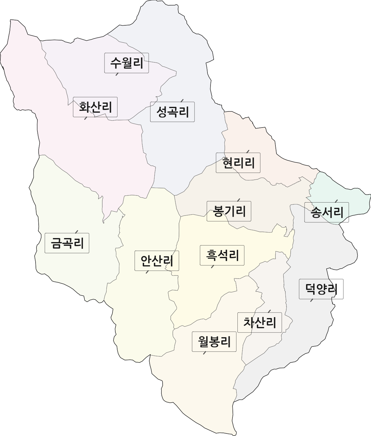 경상북도 청도군 풍각면 법정동 리 구분 행정구역 경계 지도