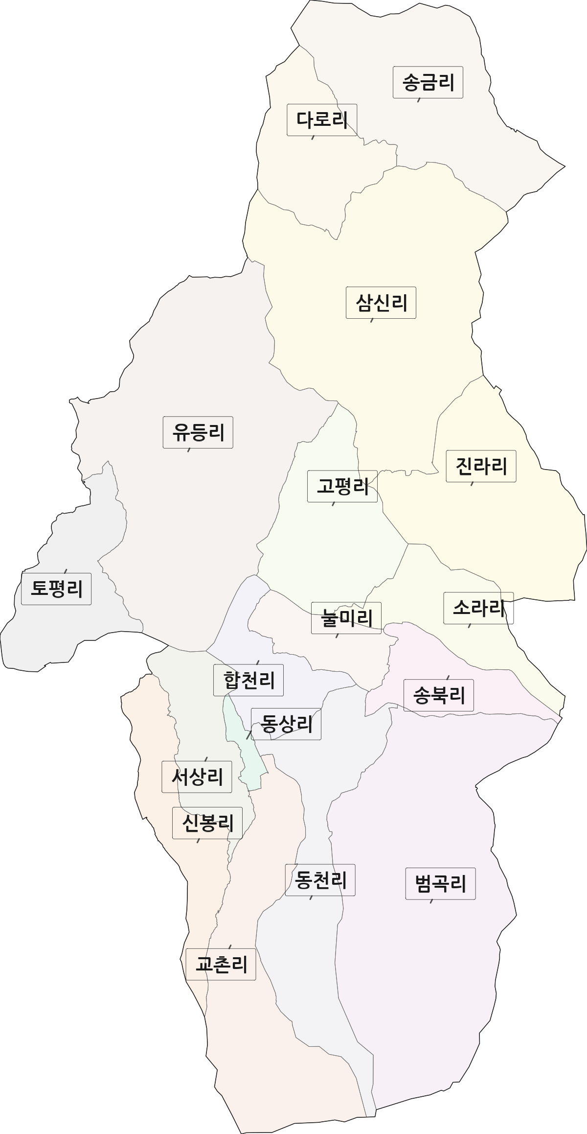 경상북도 청도군 화양읍 법정동 리 구분 행정구역 경계 지도