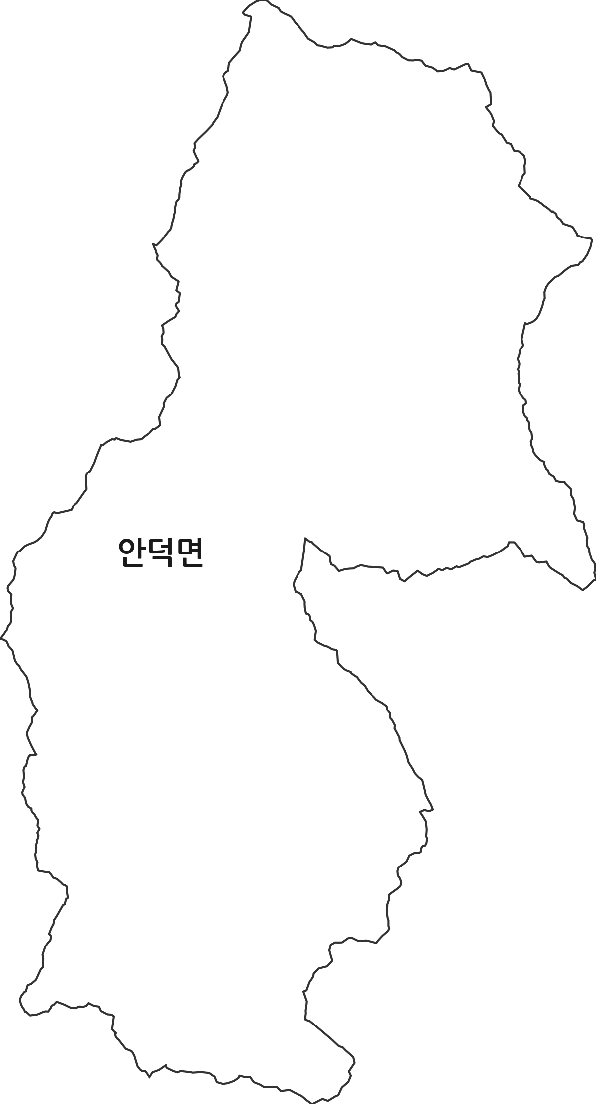 경상북도 청송군 안덕면 행정동 행정구역 경계 지도