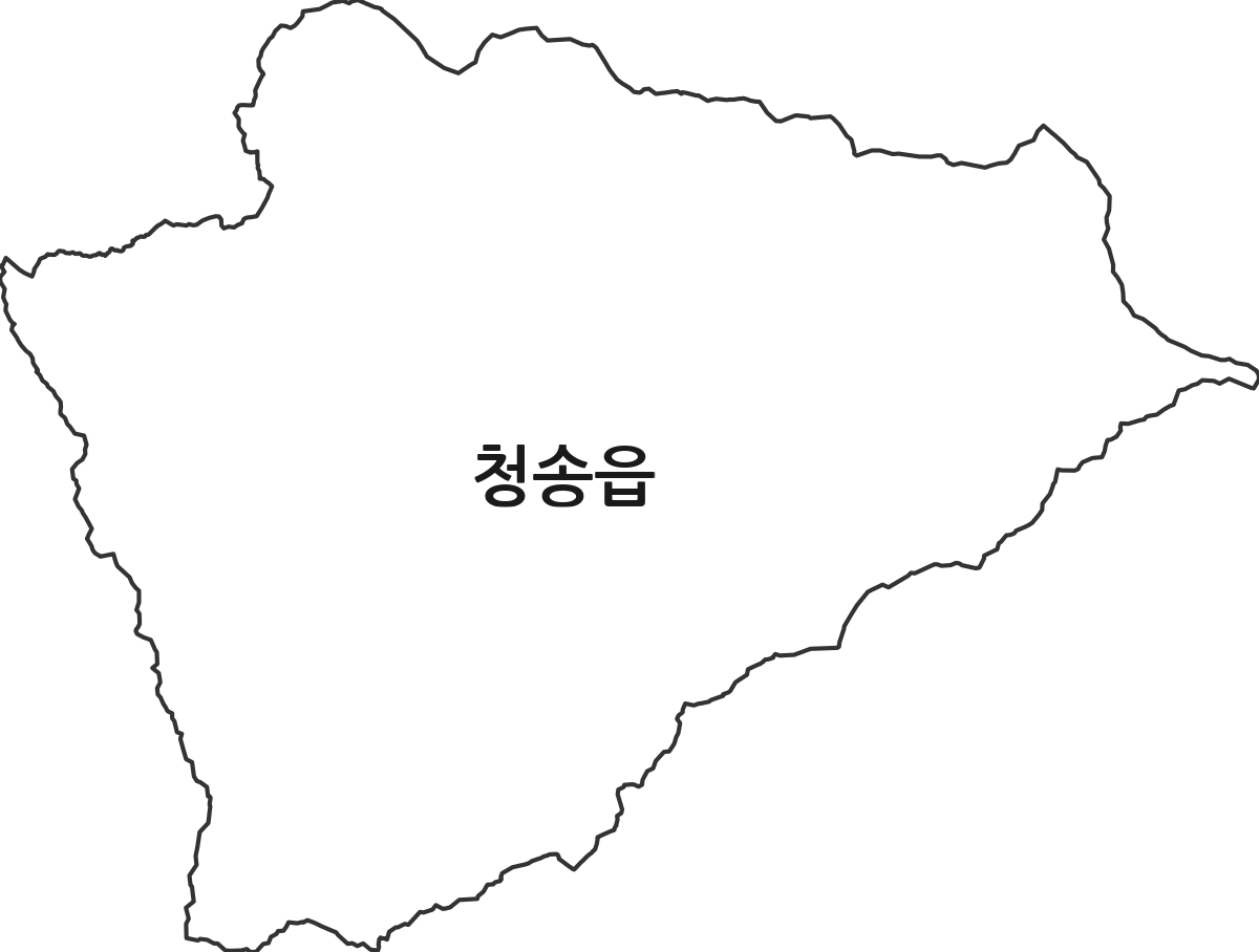 경상북도 청송군 청송읍 행정동 행정구역 경계 지도