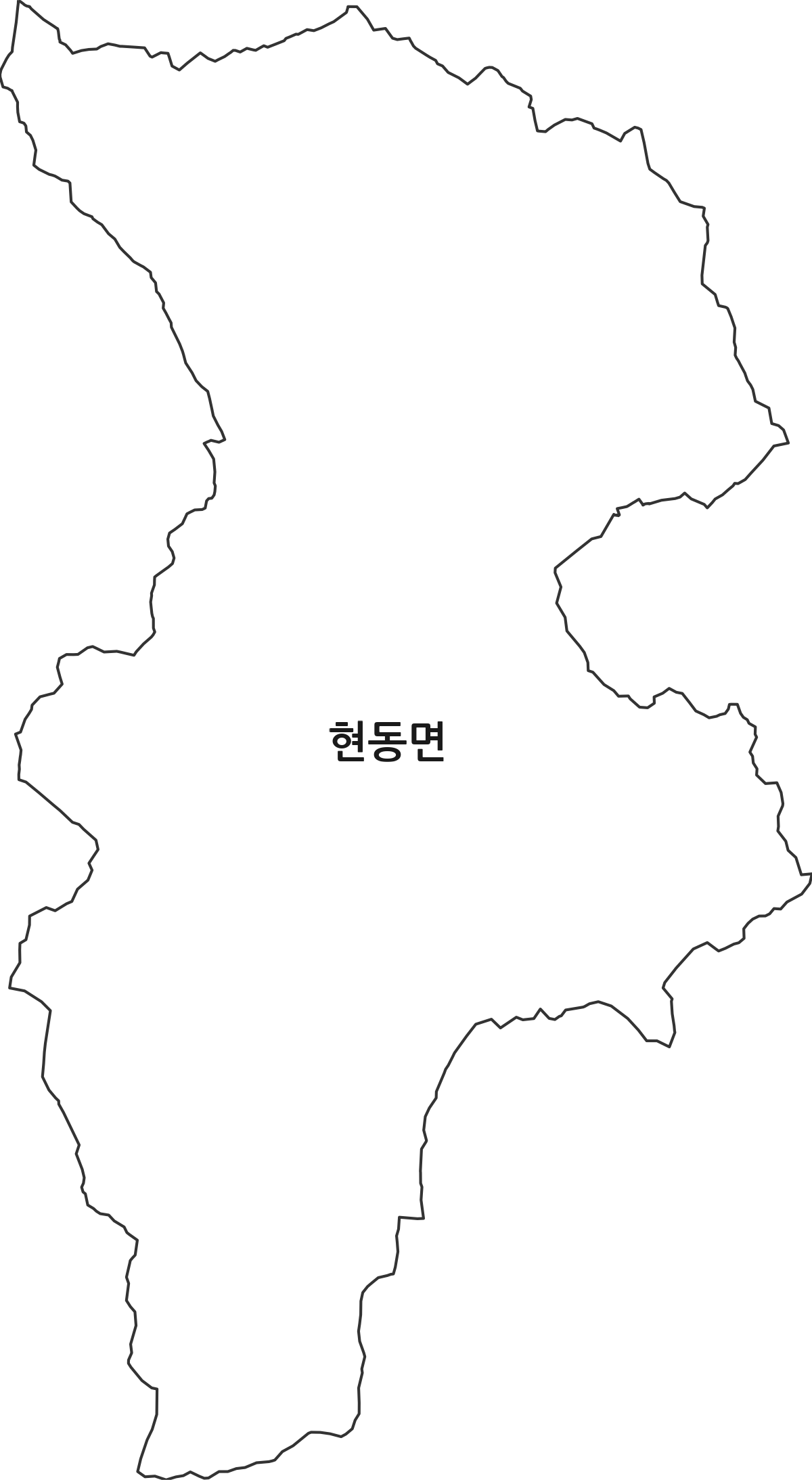 경상북도 청송군 현동면 행정동 행정구역 경계 지도