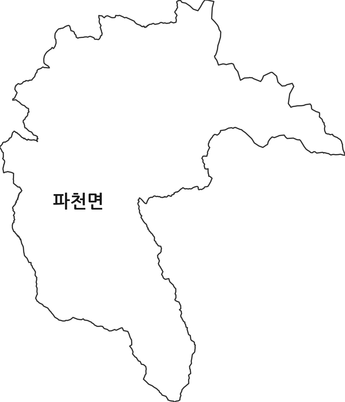 경상북도 청송군 파천면 법정동 행정구역 경계 지도