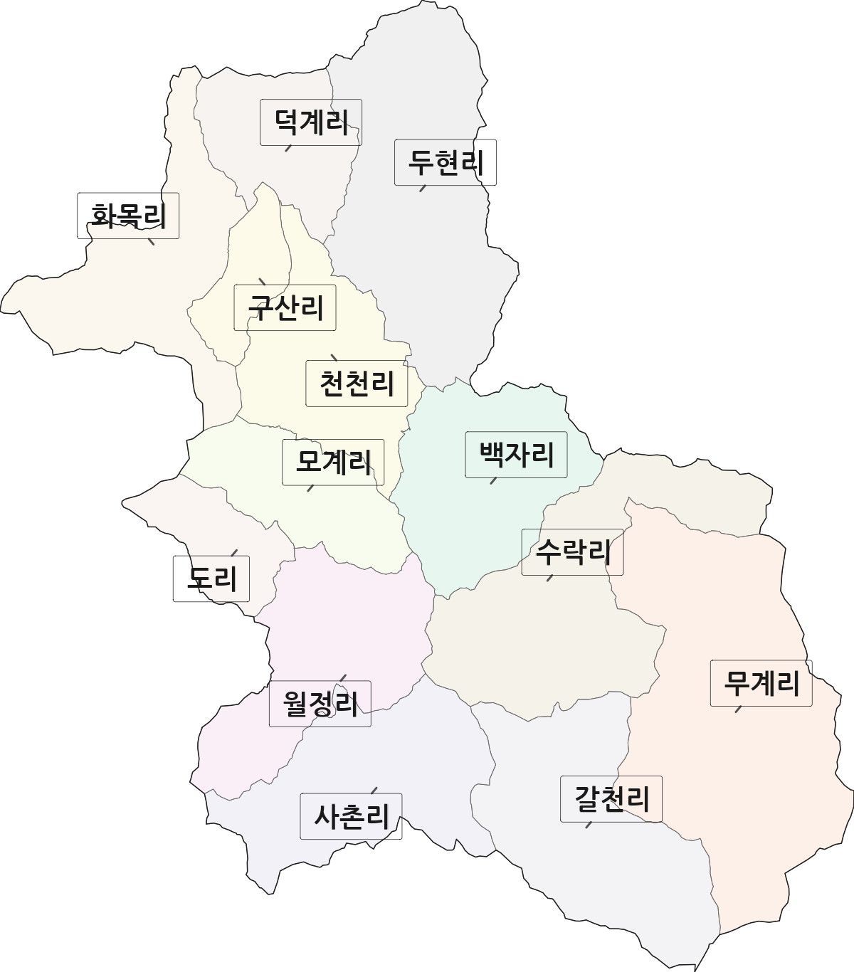 경상북도 청송군 현서면 법정동 리 구분 행정구역 경계 지도