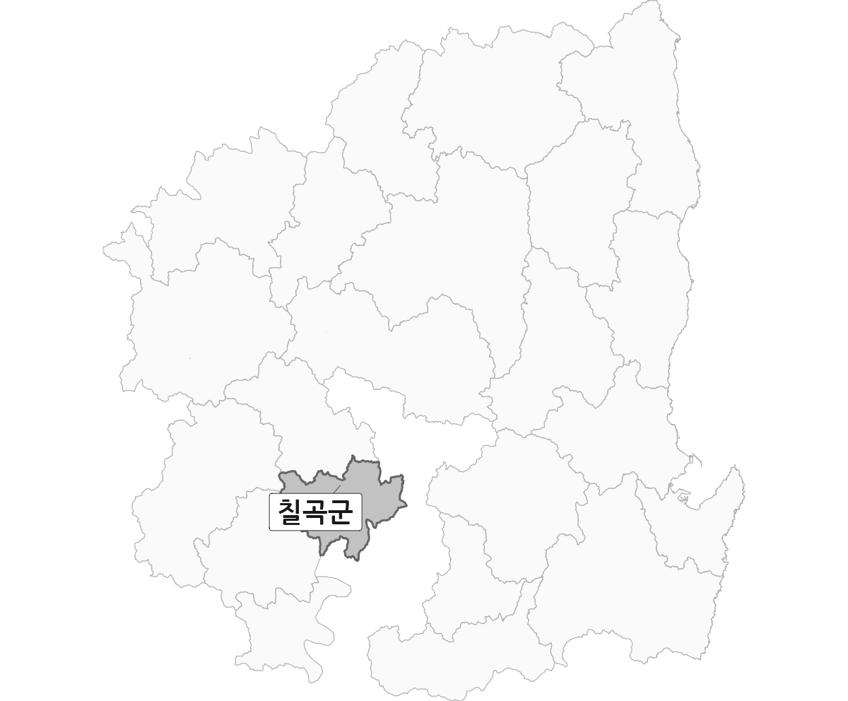 경상북도 범위 내 칠곡군 행정구역 경계 지도 울릉군 제외 버전