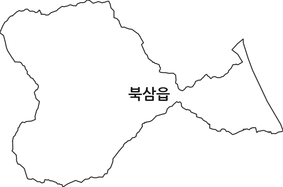 경상북도 칠곡군 북삼읍 행정동 행정구역 경계 지도