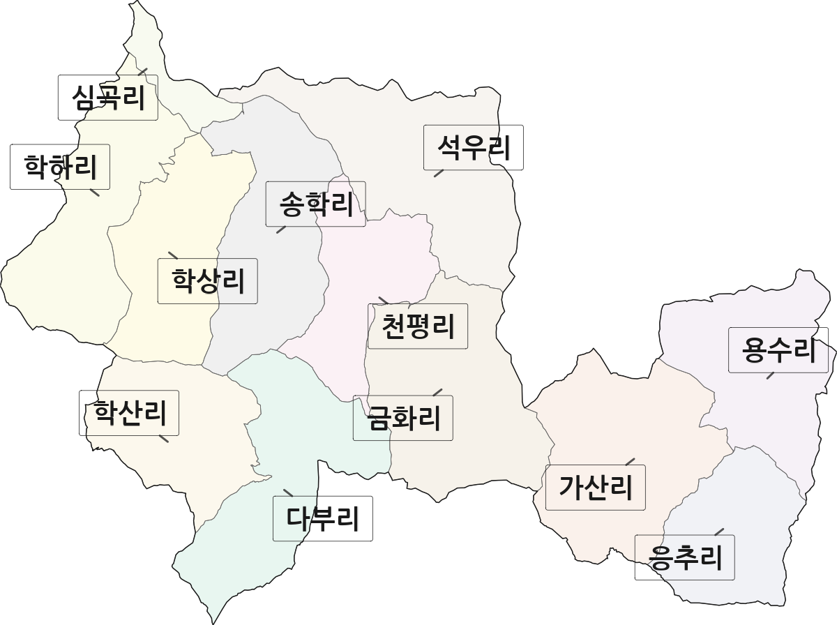 경상북도 칠곡군 가산면 법정동 리 구분 행정구역 경계 지도