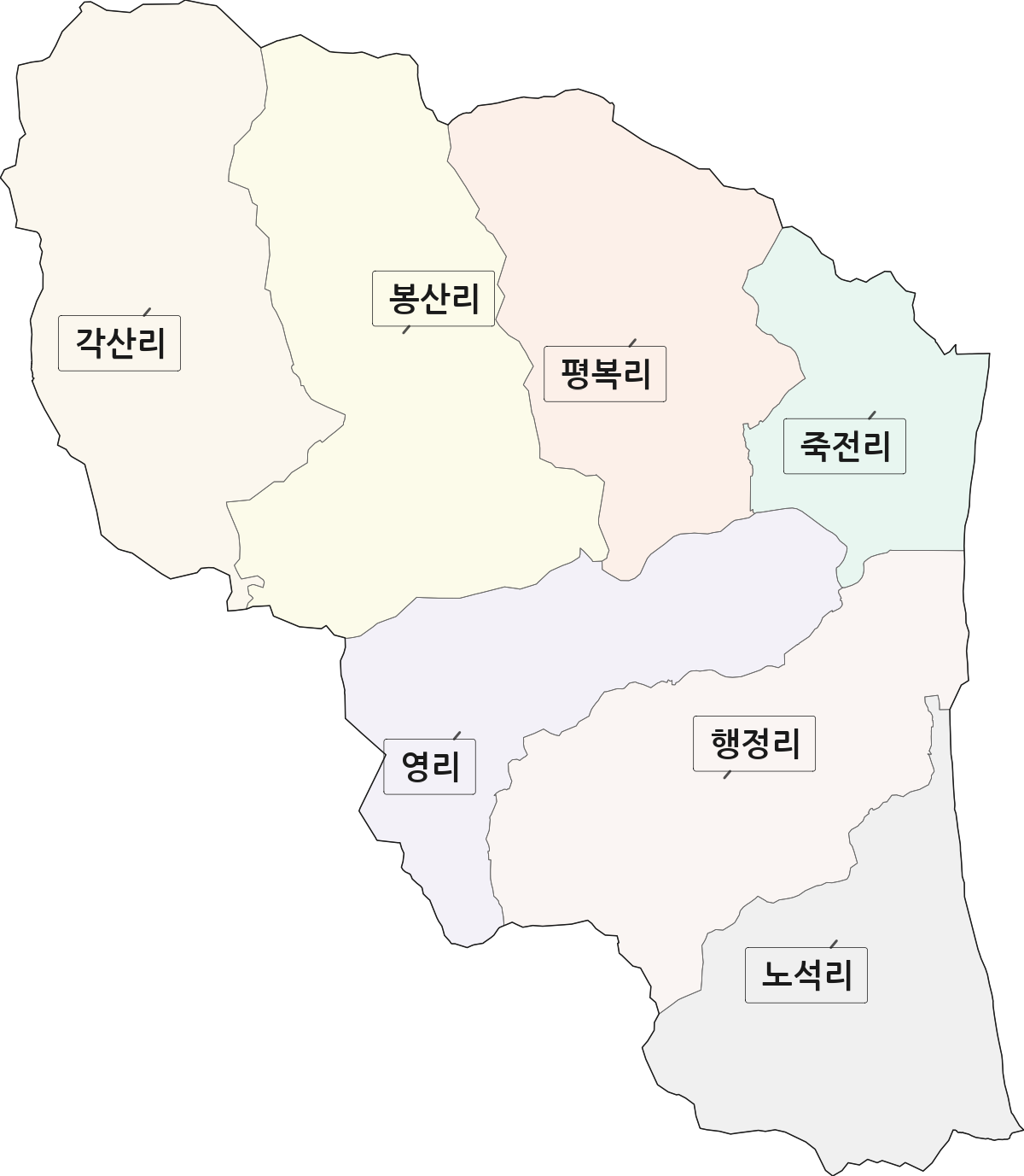 경상북도 칠곡군 기산면 법정동 리 구분 행정구역 경계 지도