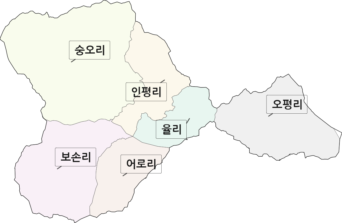 경상북도 칠곡군 북삼읍 법정동 리 구분 행정구역 경계 지도