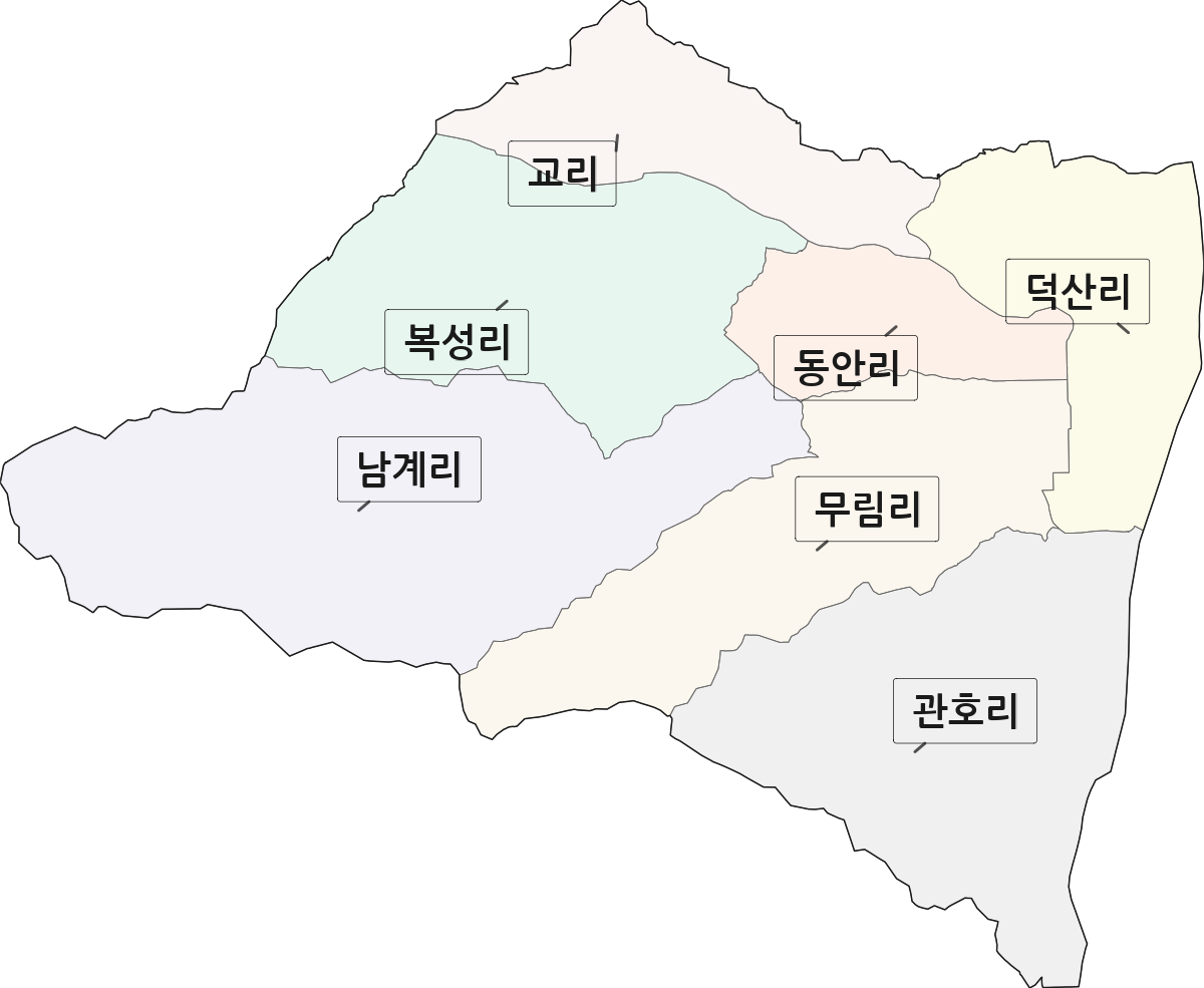 경상북도 칠곡군 약목면 법정동 리 구분 행정구역 경계 지도