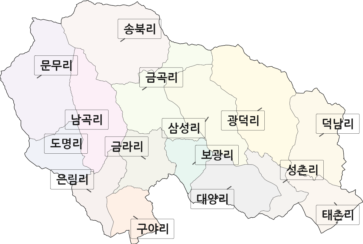 경상북도 김천시 감문면 법정동 리 구분 행정구역 경계 지도