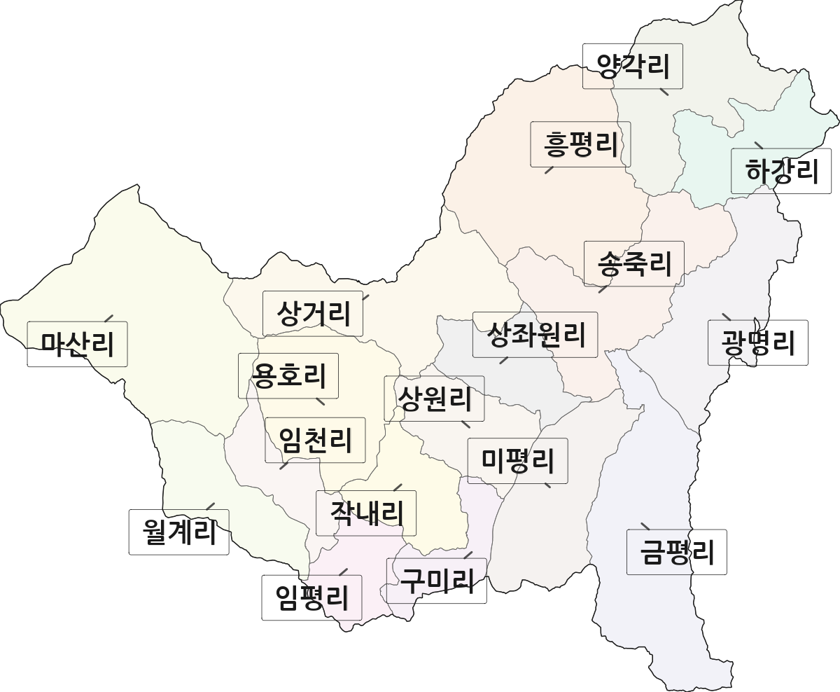 경상북도 김천시 구성면 법정동 리 구분 행정구역 경계 지도