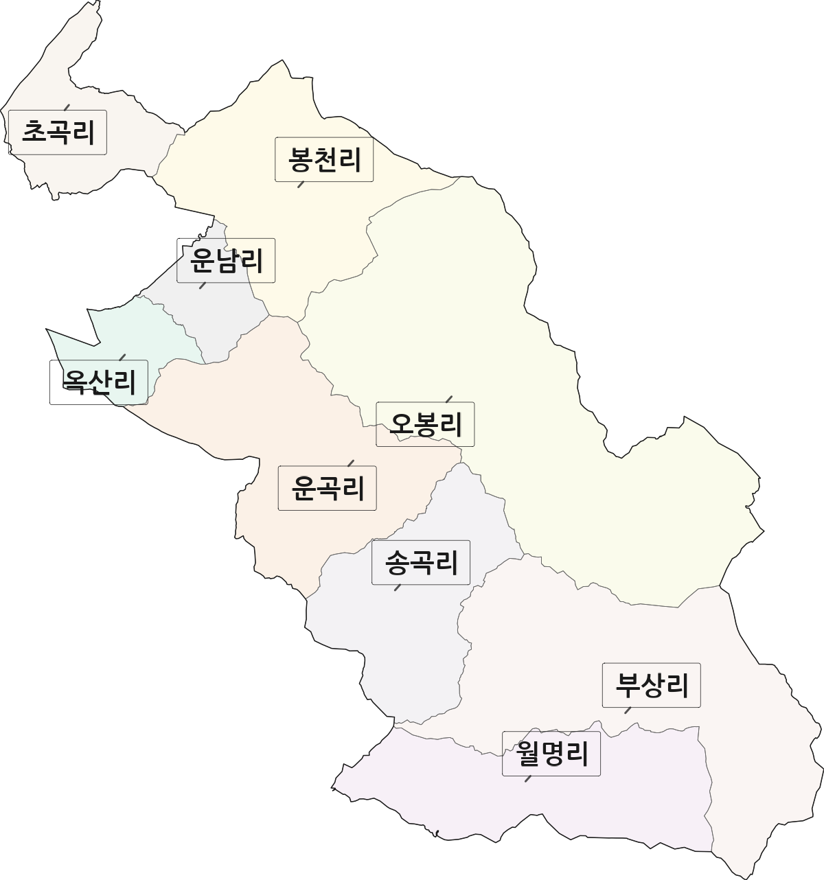 경상북도 김천시 남면 법정동 리 구분 행정구역 경계 지도