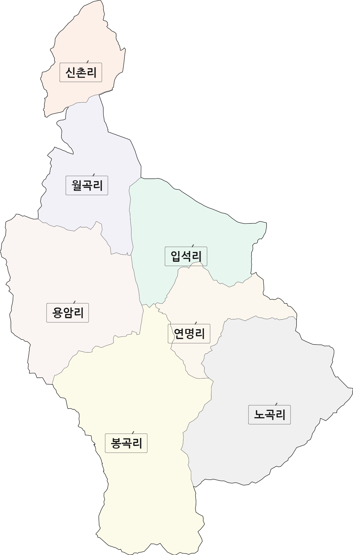 경상북도 김천시 농소면 법정동 리 구분 행정구역 경계 지도