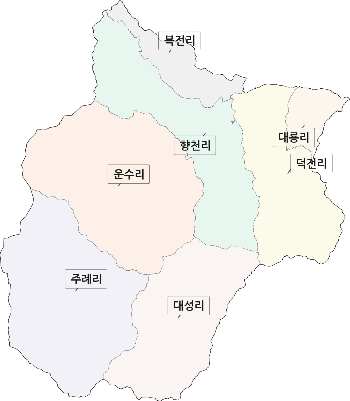 경상북도 김천시 대항면 법정동 리 구분 행정구역 경계 지도