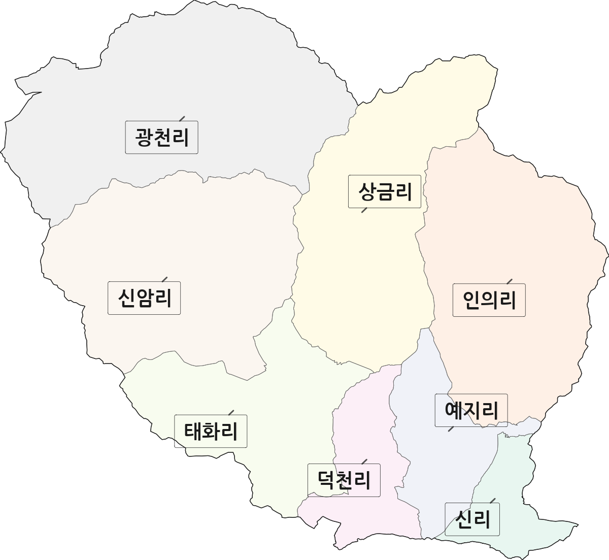 경상북도 김천시 봉산면 법정동 리 구분 행정구역 경계 지도
