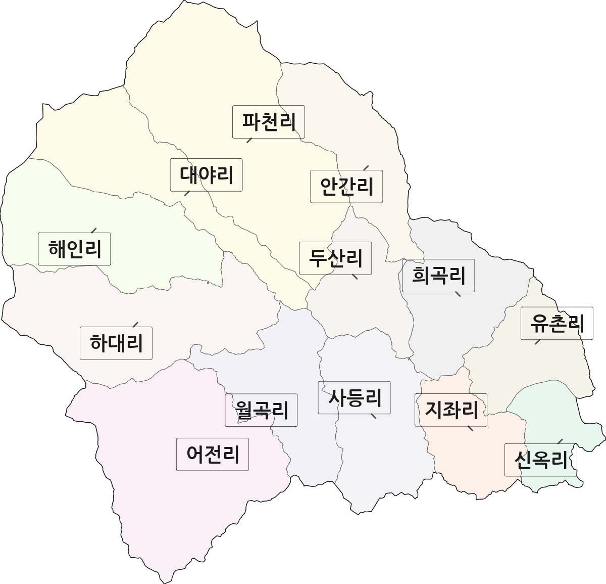 경상북도 김천시 부항면 법정동 리 구분 행정구역 경계 지도