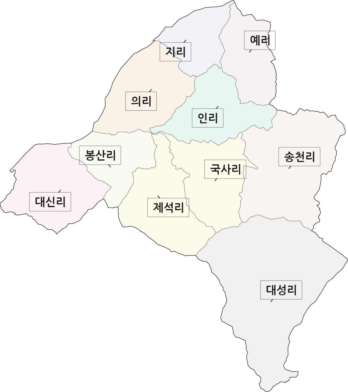 경상북도 김천시 아포읍 법정동 리 구분 행정구역 경계 지도