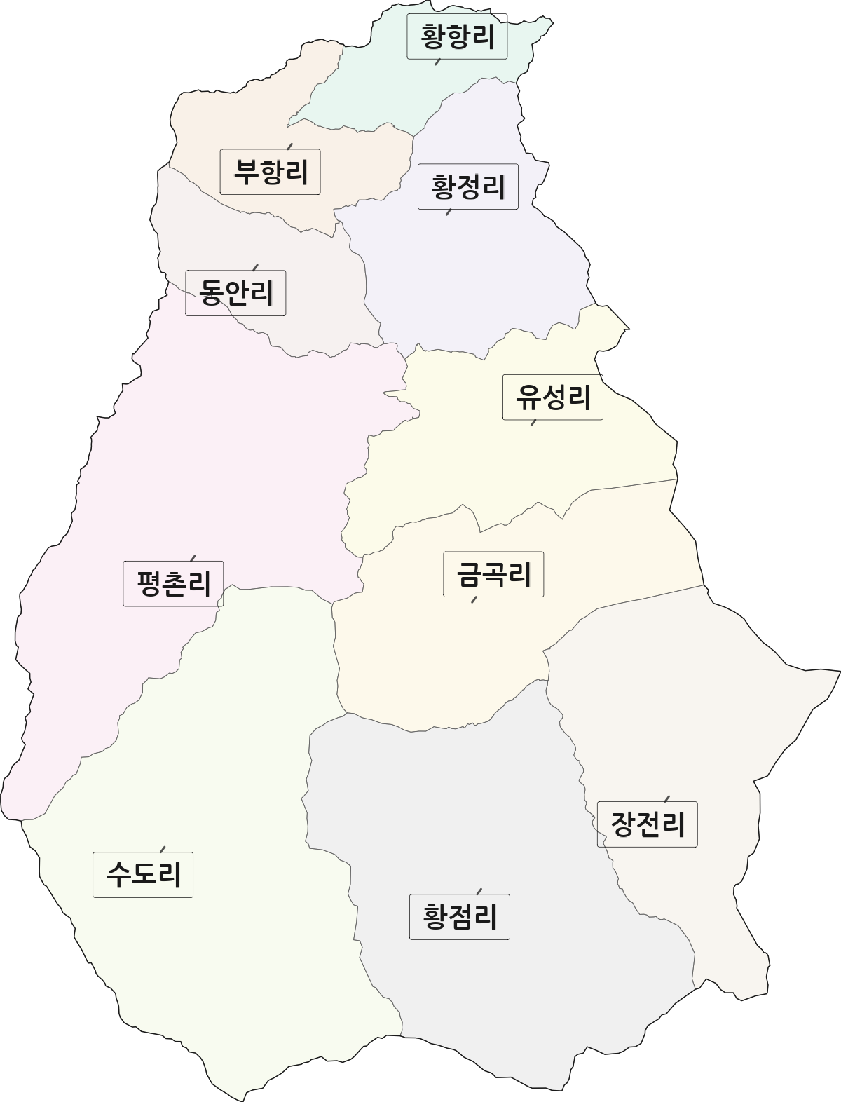 경상북도 김천시 증산면 법정동 리 구분 행정구역 경계 지도