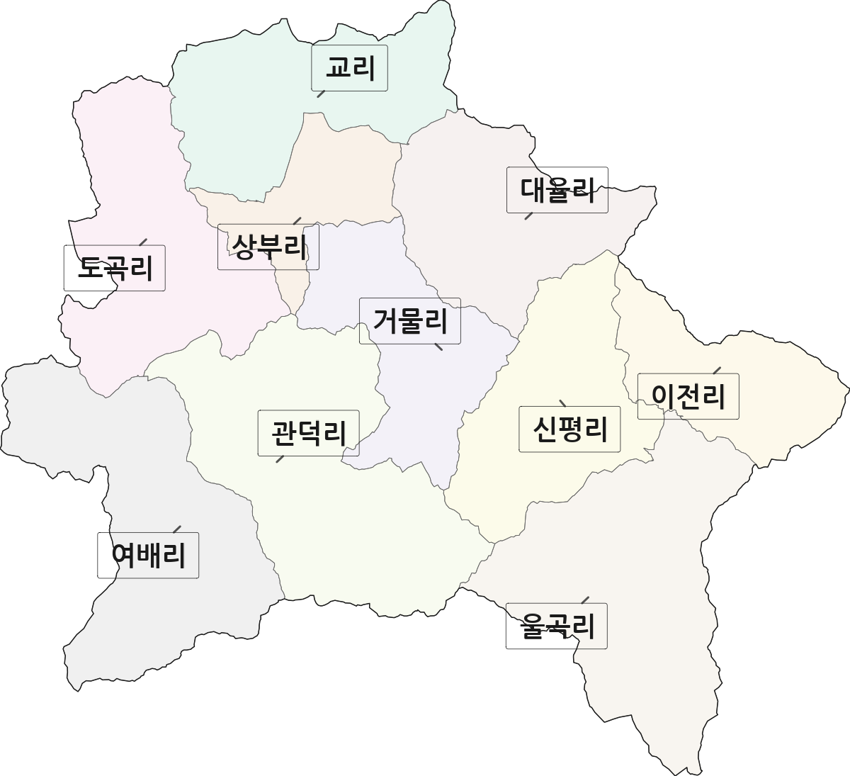 경상북도 김천시 지례면 법정동 리 구분 행정구역 경계 지도