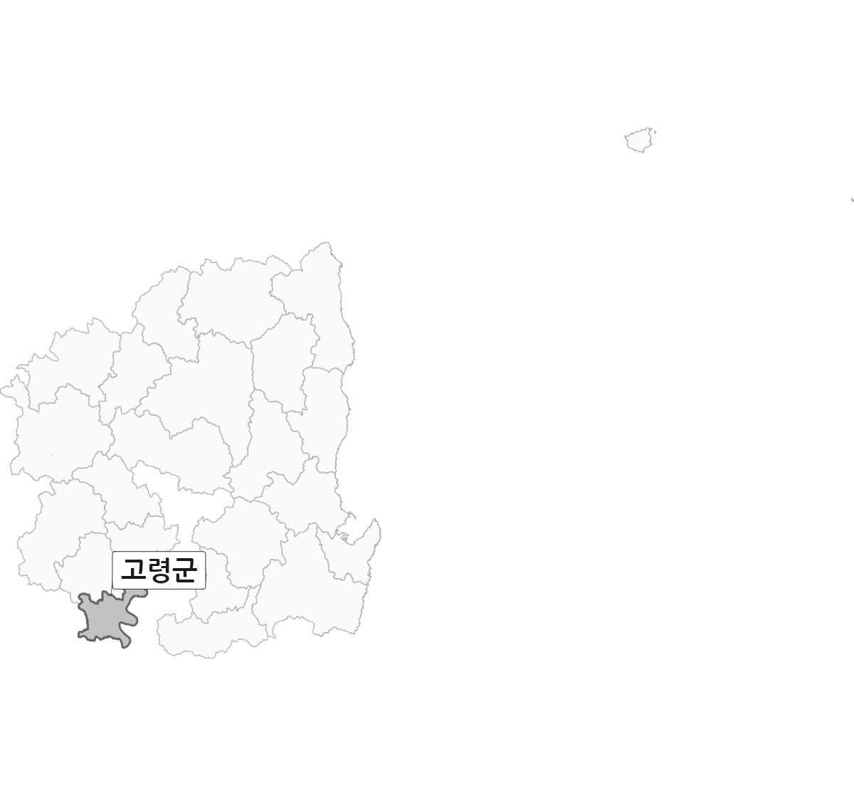 경상북도 범위 내 고령군 행정구역 경계 지도
