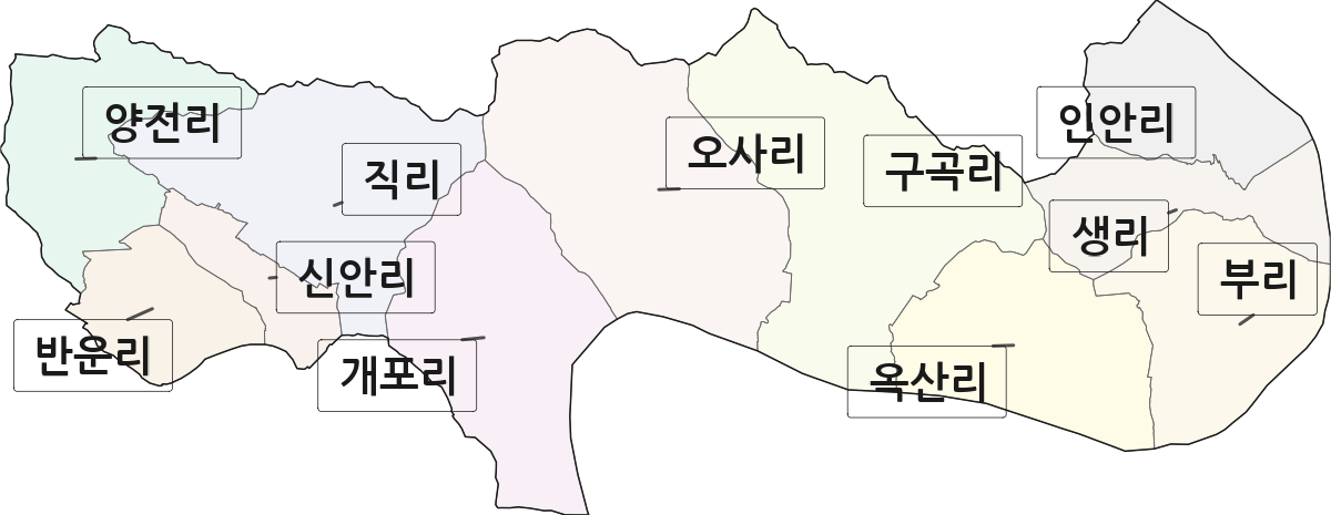 경상북도 고령군 개진면 법정동 리 구분 행정구역 경계 지도