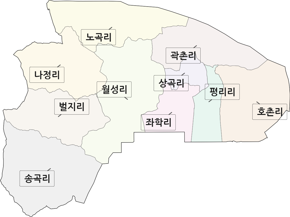 경상북도 고령군 다산면 법정동 리 구분 행정구역 경계 지도