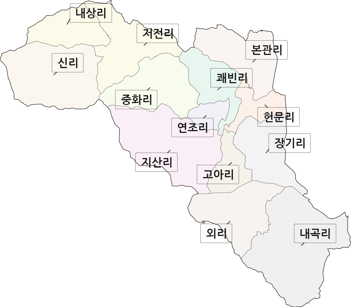 경상북도 고령군 대가야읍 법정동 리 구분 행정구역 경계 지도