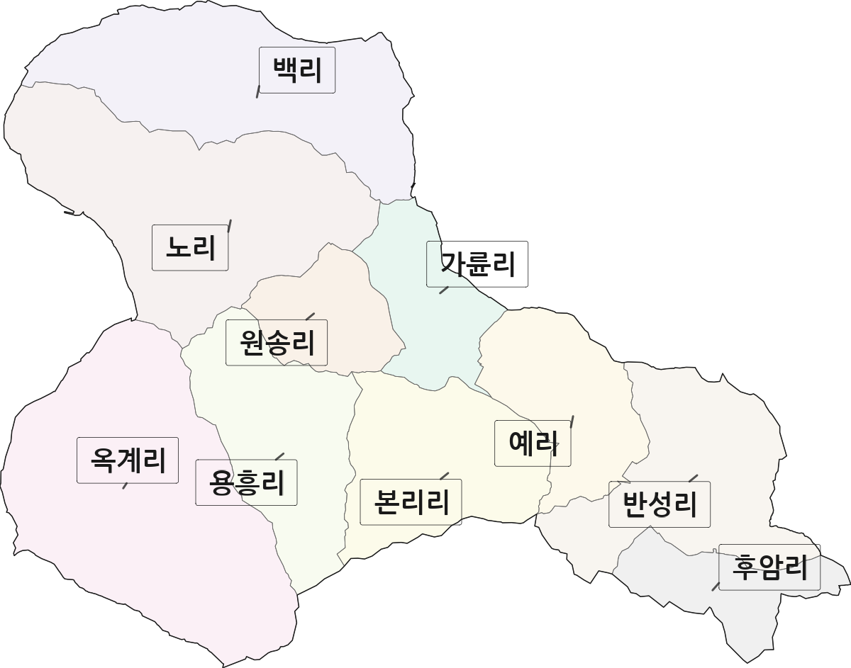 경상북도 고령군 덕곡면 법정동 리 구분 행정구역 경계 지도
