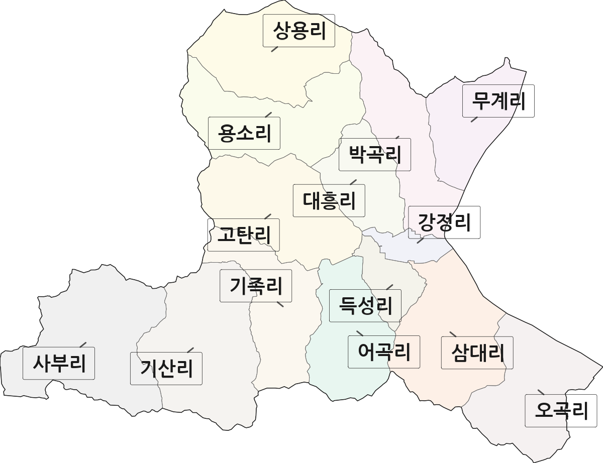 경상북도 고령군 성산면 법정동 리 구분 행정구역 경계 지도