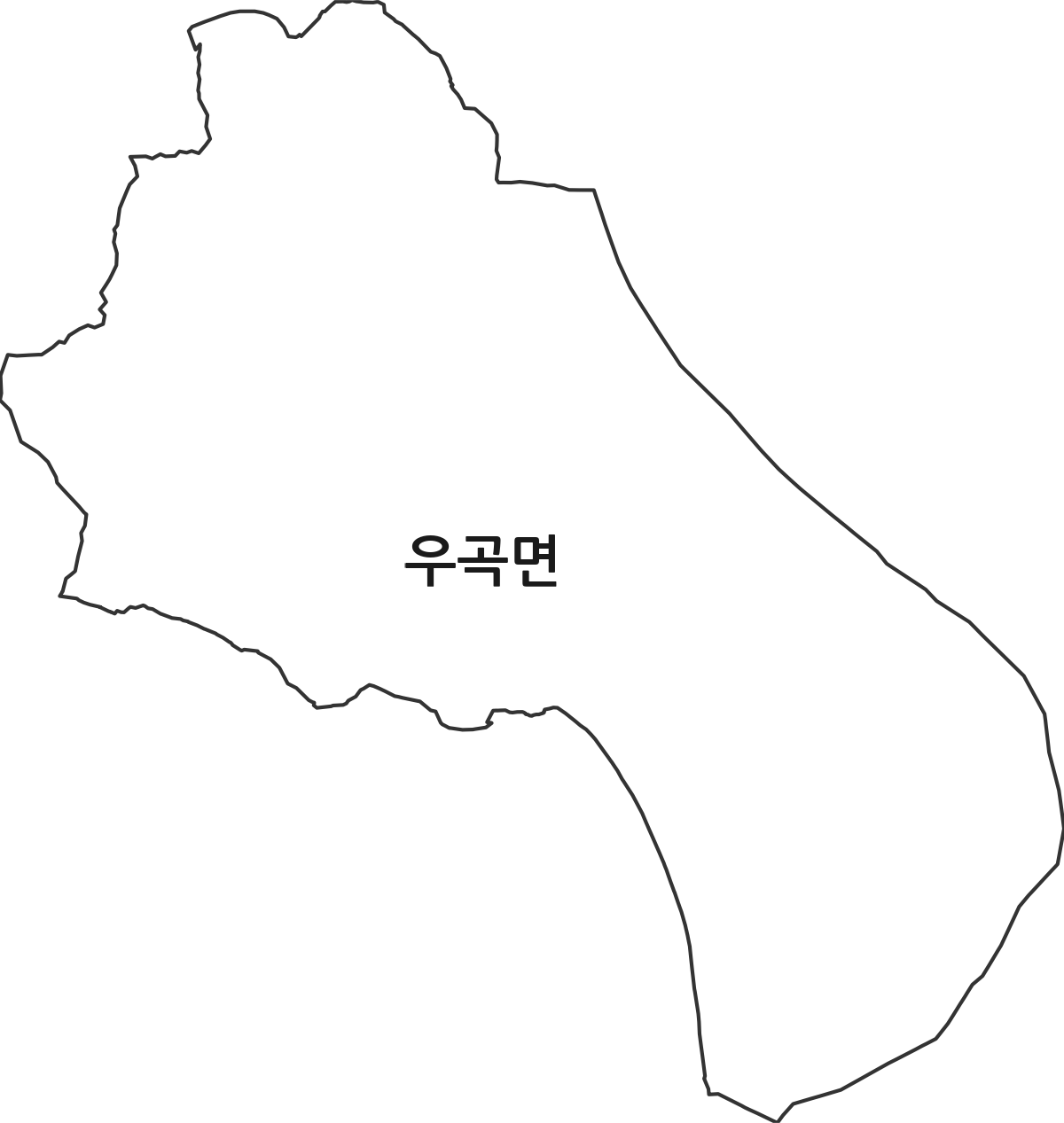 경상북도 고령군 우곡면 법정동 행정구역 경계 지도