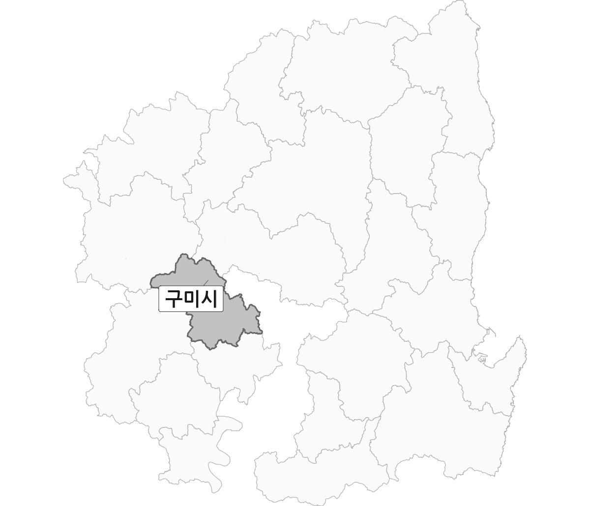 경상북도 범위 내 구미시 행정구역 경계 지도 울릉군 제외 버전